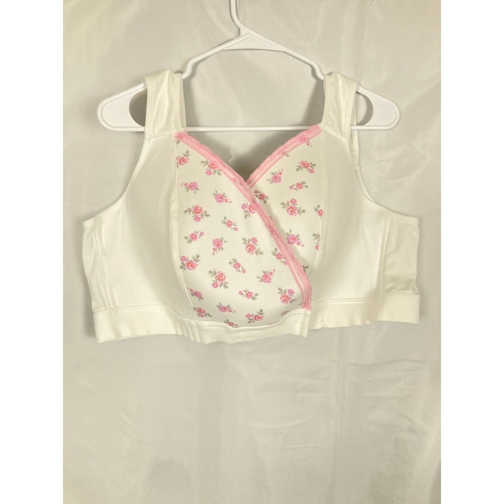 6 XL White Floral Front Closure Wireless Padded Bralette